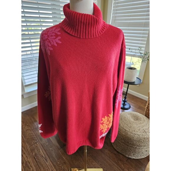 Eddie Bauer Collectibles Lamb & Wool Blend Sweater Women's 3X Snowflakes - Picture 1 of 9